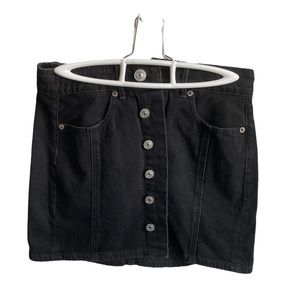 Black denim American eagle button up mini skirt, super cute, size 4